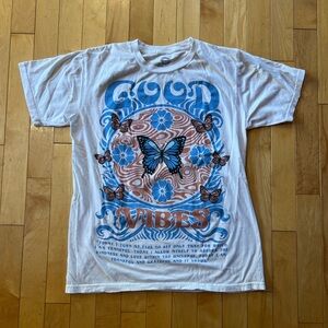 Vibrant Butterfly Graphic Tee in White